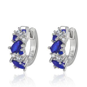 Brand new blue 925 sterling silver diamond stud earrings, beautiful earrings.